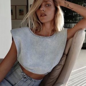 NWT Denim Shoulder Pad Top